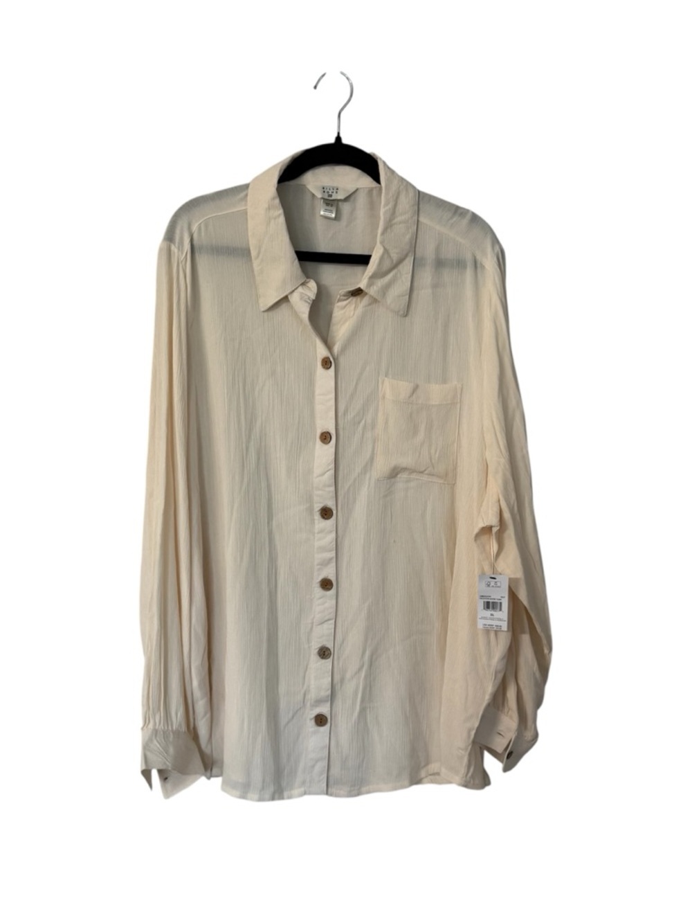 BillaBong Women’s Wanderer Solid Long Sleeve Woven Shirt in Cream Sz XL NWT